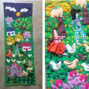 Vintage Textile Wall Art Home Decor Patchwork Farm Cottage